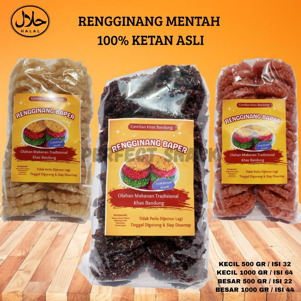 

RENGGINANG MENTAH 100% KETAN ASLI HJ. NUNUNG KHAS BANDUNG SUPER RENYAH