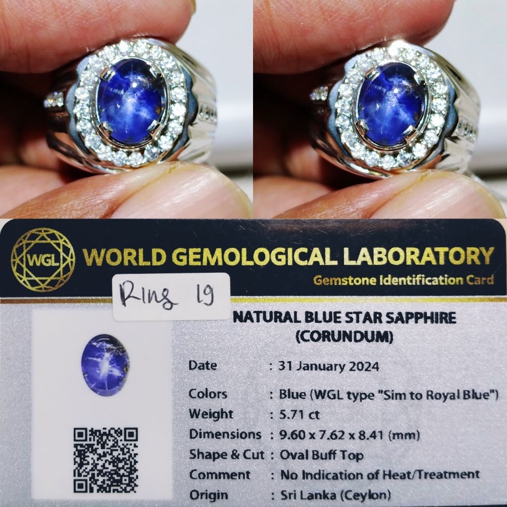 Batu cincin 5.71ct natural similiar royal blue star sapphire srilanka