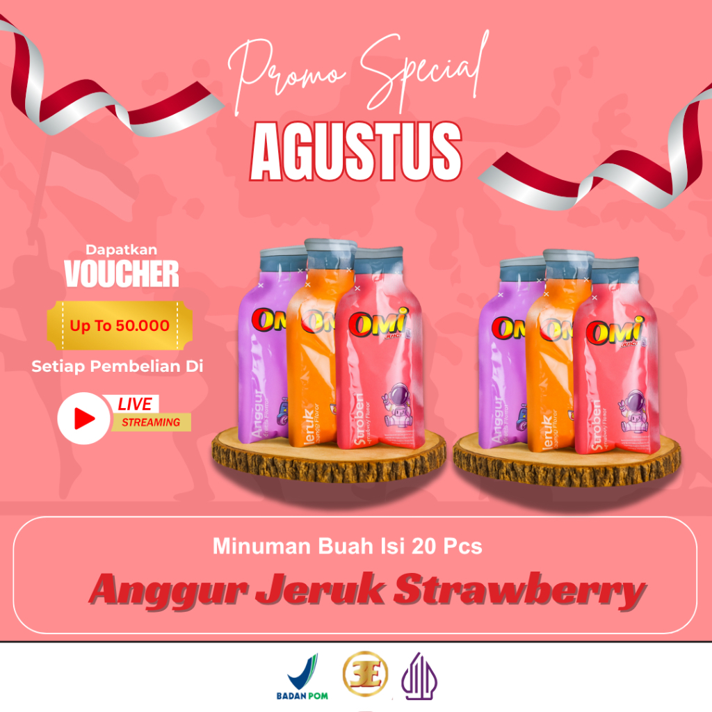 

Promo/Sale/ OMI Juice/Jus/Minuman Soft Pack (Anggur - Jeruk - Strawberry)/Isi 20 pcs (Harga dua pack)