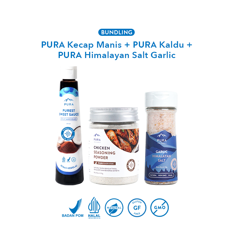 

Pura Indonesia I Pura Himalayan Salt Pepper (125gr), Kaldu Asli (100gr), Pura Kecap Manis (200ml) - Kaldu Natural - Garam Rendah Natrium - Purest Sweet Sauce - Rendah Gula - Kecap Manis MPASI