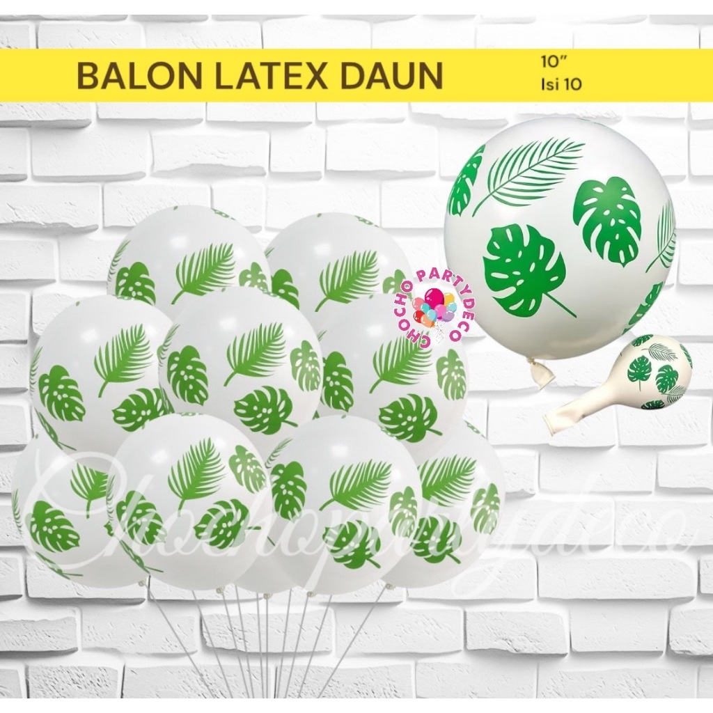 Balon Latex DAUN MONSTERA isi 10 / Balon DAUN MONSTERA