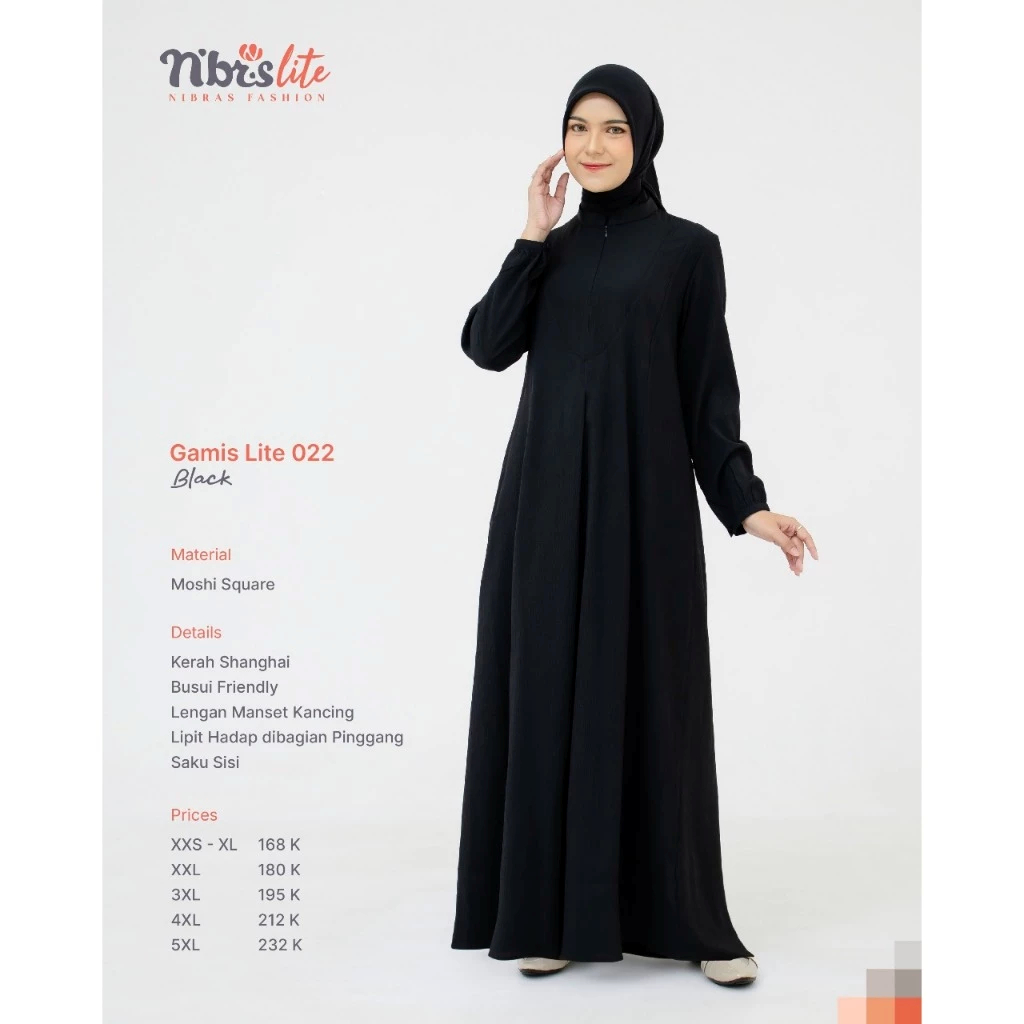 [NIBRAS] LITE 022 GAMIS NIBRAS TERBARU. gamis hitam, gamis hitam polos, gamis umroh, gamis kajian, g