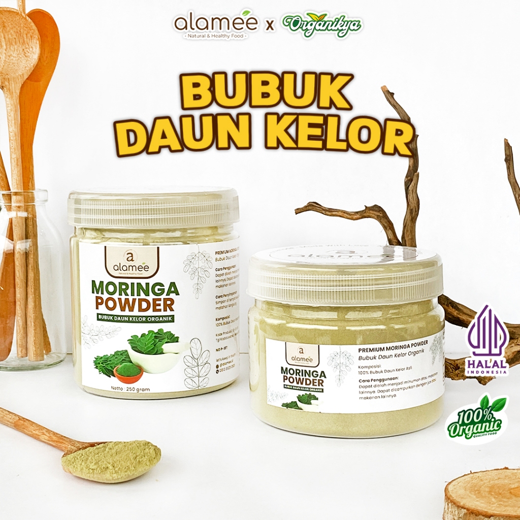 

ALAMEE Bubuk Minuman Daun Kelor Moringa Powder Serbuk Daun Kelor Herbal Tanpa Gula 250gr organikya