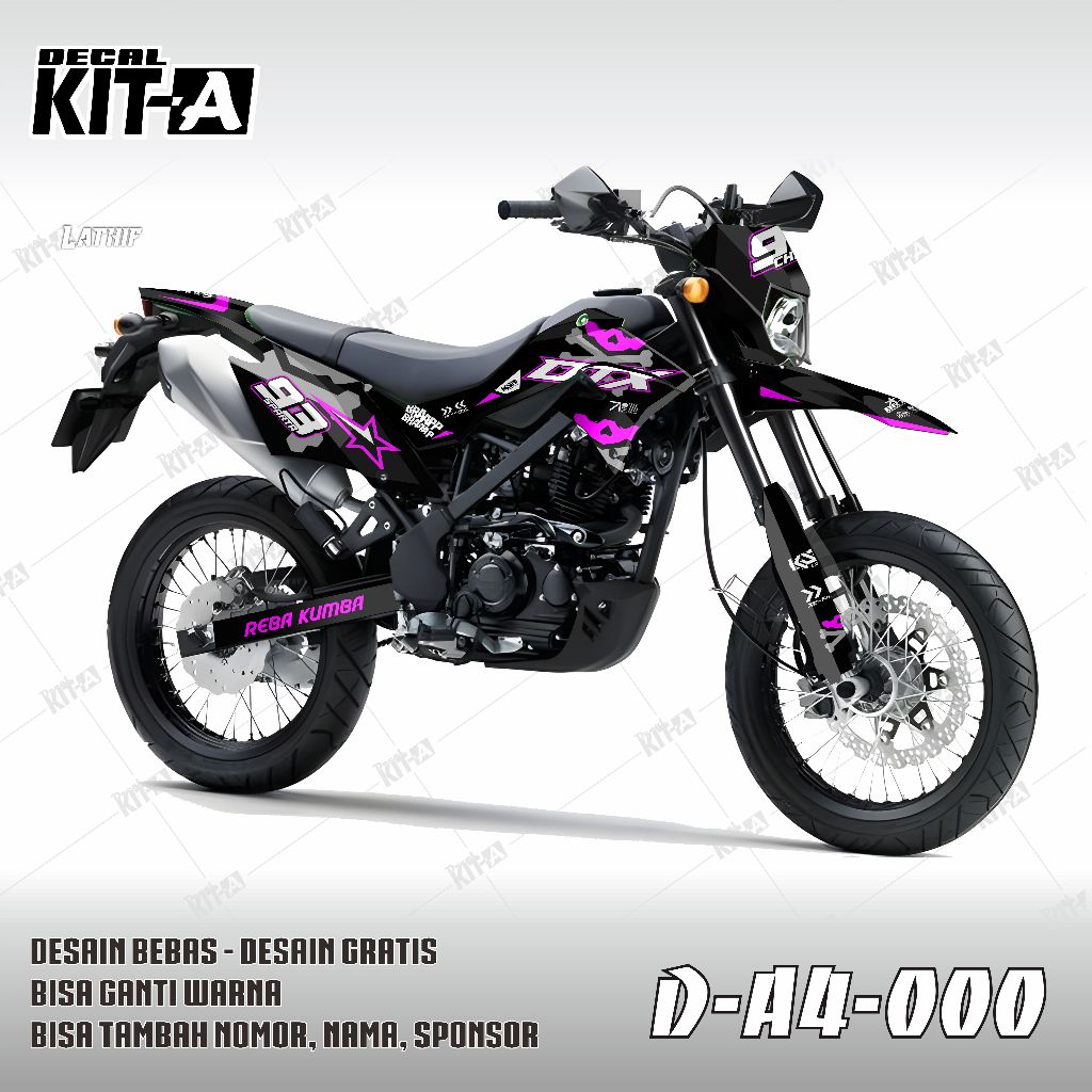 Decal Stiker Klx 150 Ungu Hitam Simple Minimalis Striping Sticker Dtracker Klx 150 cutting Hologram