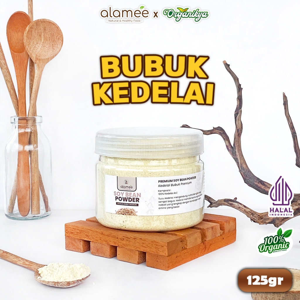 

ALAMEE Soy Milk Bean Powder Bubuk Susu Kacang Kedelai Murni Tinggi Protein Tanpa Gula 125g organikya