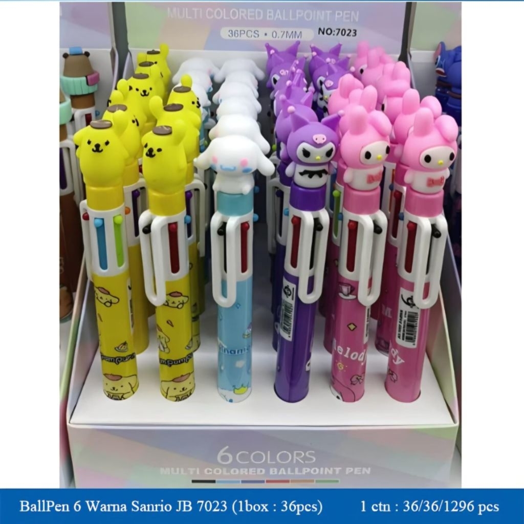 

BALLPEN / PEN CETEK 6 WARNA PENA KARAKTER LUCU 1 BOX ISI 36PCS