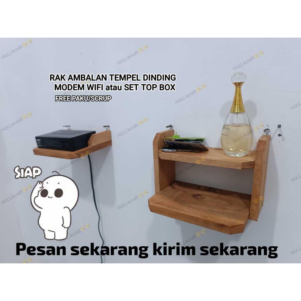 RAK STB (set top box) KAYU MAHONI TEMPEL DINDING/RAK WIFI TEMPEL DINDING MULTIPUNGSI