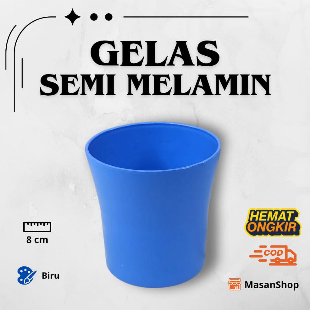 GELAS SEMI MELAMIN 12 PCS (1 LUSIN) WARNA BIRU