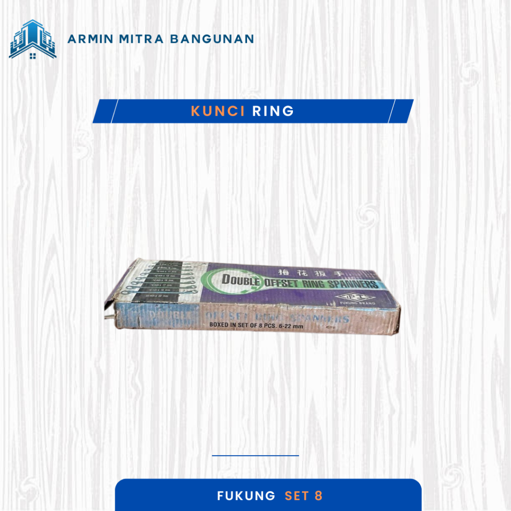 KUNCI RING SET 8 PCS FUKUNG | KUNCI RING KOMBINASI BAJA KUAT UNTUK BENGKEL & OTOMOTIF