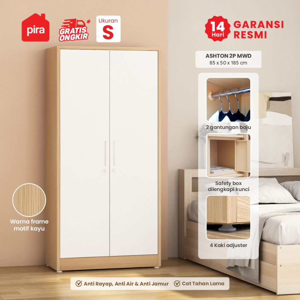 PIRA -  ASHTON 2P MWD Lemari Pakaian Besi 2 Pintu