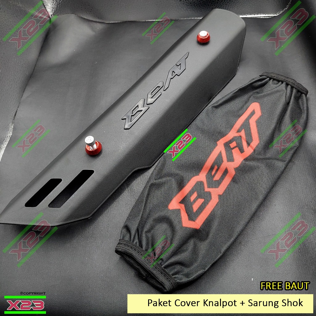 Promo Cover knalpot tameng kenalpot motor BEAT + baut + cover shock belakang beat