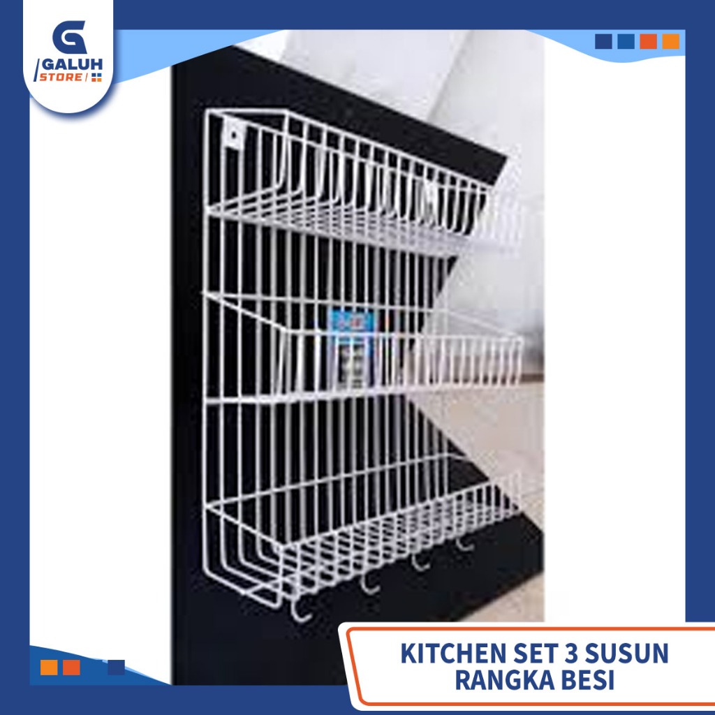Kitchen Set Rak Bumbu Dapur Dinding Susun 3 Tempat Botol Dan Bumbu