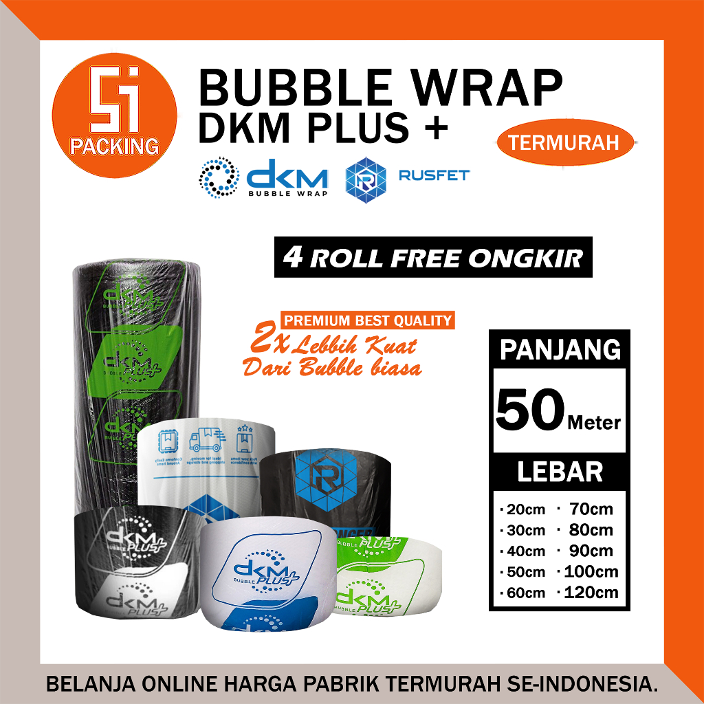 

BUBBLE WRAP PLASTIK BUBLE WARP HITAM TEBAL ROLL TERMURAH EKONOMIS DKM+ 125X50 125CM X 50M