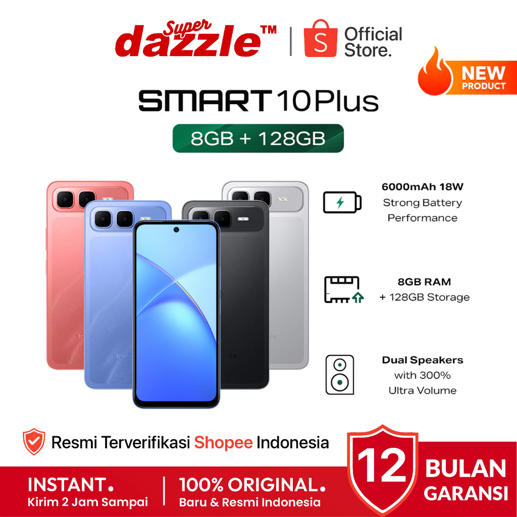 HP INFINIX Smart 10 Plus 8/128 GB NFC Original Garansi Resmi Official Store Handphone Ori