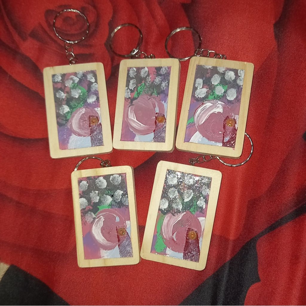 GANTUNGAN KUNCI KAYU LUKIS BUATAN SENDIRI (HOMEMADE)