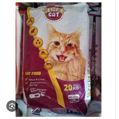 makanan kucing Winky / cat food kemasan 1 sak 20kg