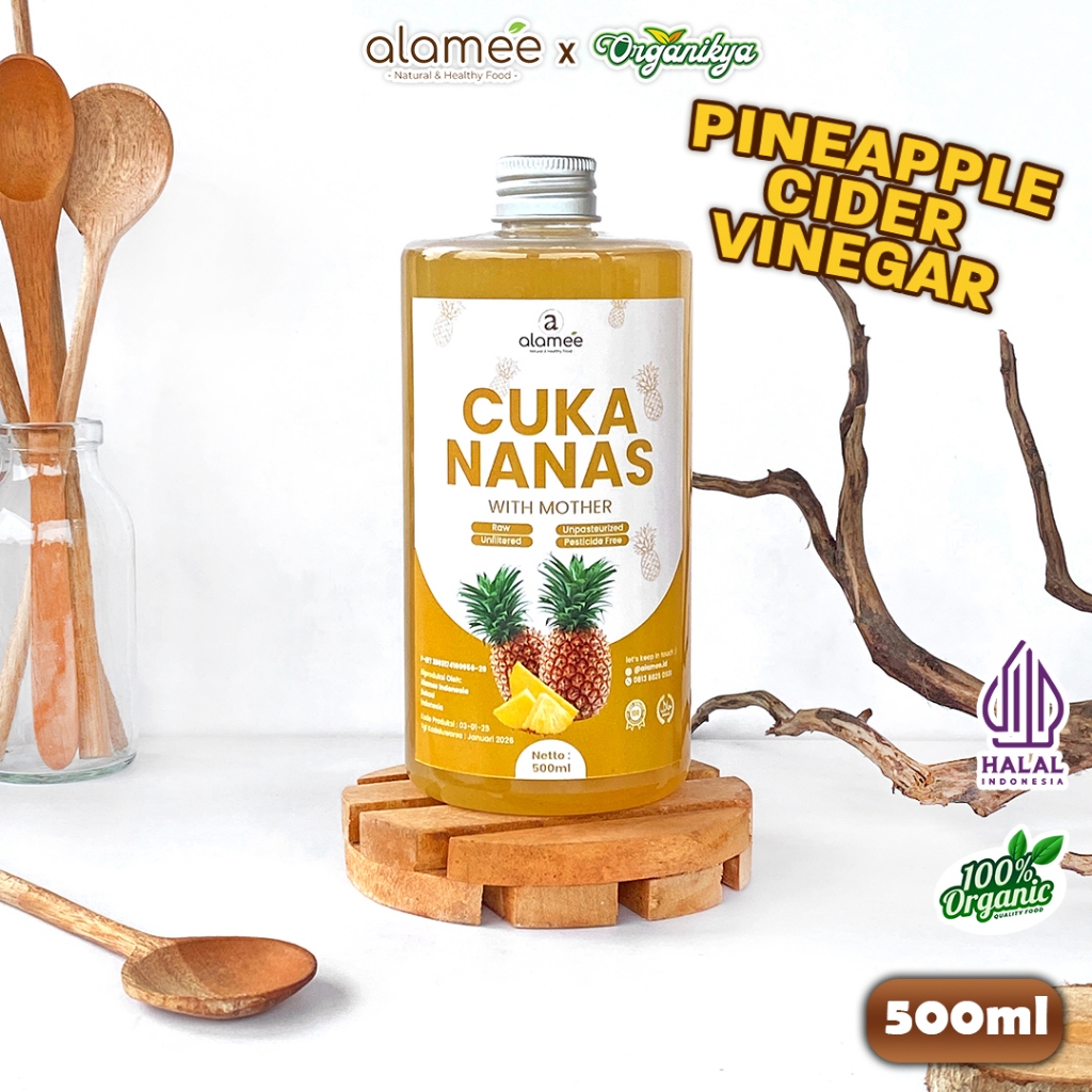 

ALAMEE Cuka Nanas Original Pineapple Cider Vinegar With Mother Organik Asli 500ml organikya