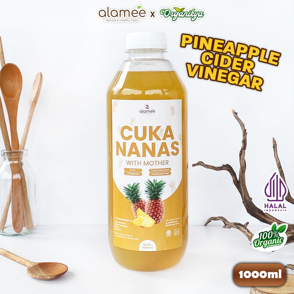 

ALAMEE Cuka Nanas Original Pineapple Cider Vinegar With Mother Organik Asli 1000ml organikya
