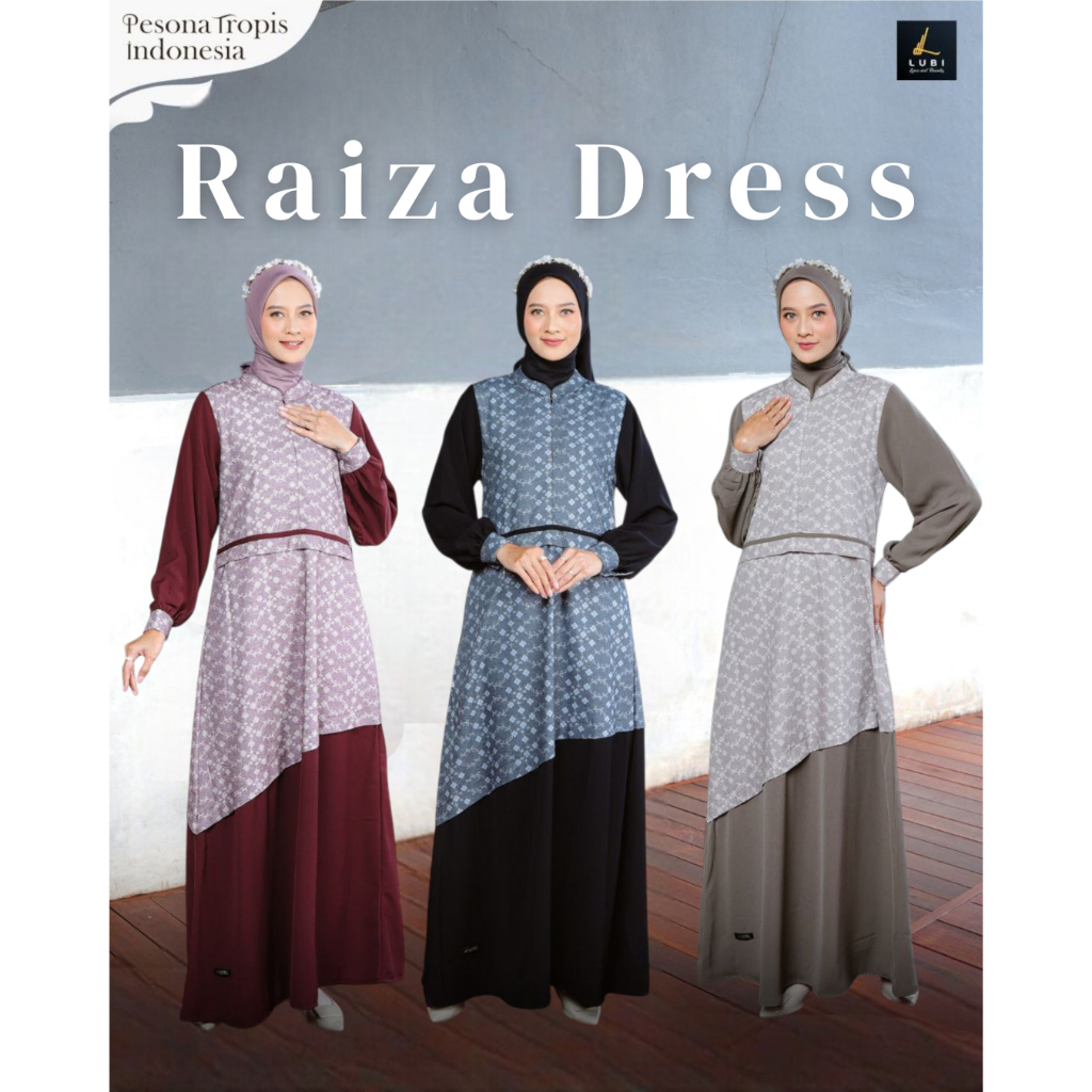 Raiza Dress By Lubi Fashion - Baju Gamis Dress Wanita Dewasa Remaja Terbaru Motif Batik Bahan Katun 