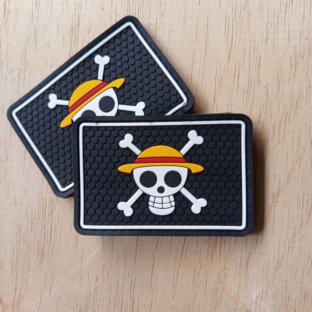 patch rubber logo topi jerami luffy/tempelan emblem aksesoris karet