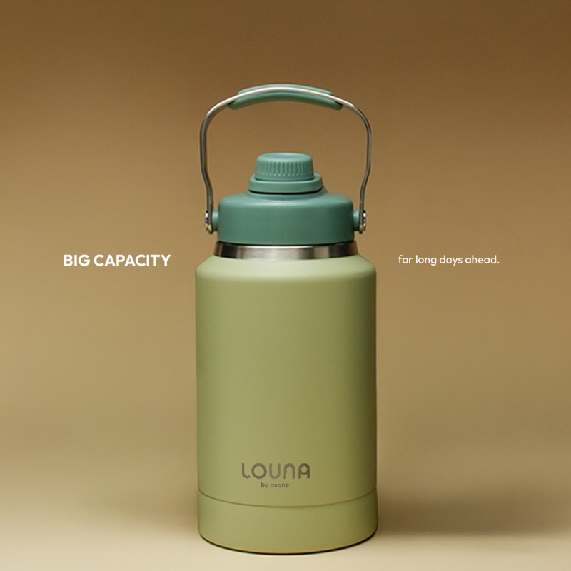 Louna LO002 JumboTREK Stainless Steel Water Bottle with Bottom Compartment – 64oz 1800ml