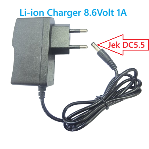 Charger Casan Baterai Battery Li-ion Li ion 7.4V 7.4Volt 8.4V 1A Jek DC 5.5mm