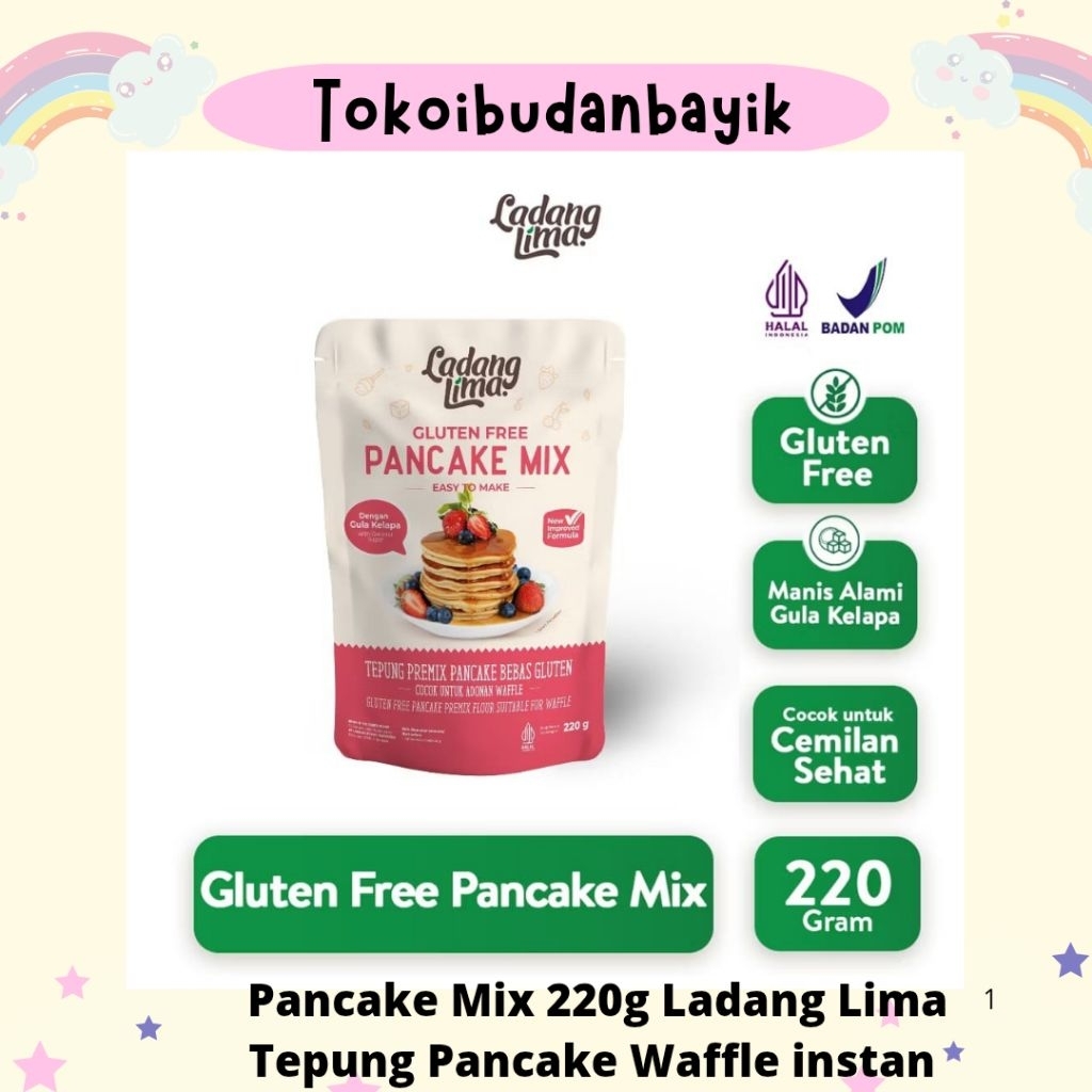 

Pancake Mix 220g Ladang Lima - Tepung Pancake Waffle Instant Gluten Free New Formula
