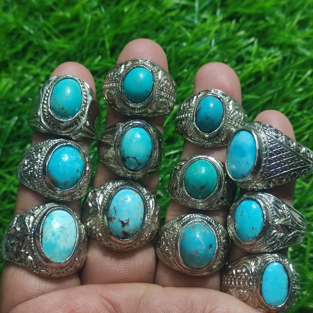 Cincin batu akik pirus mesir blue sky 100% garansi natural asli alam.