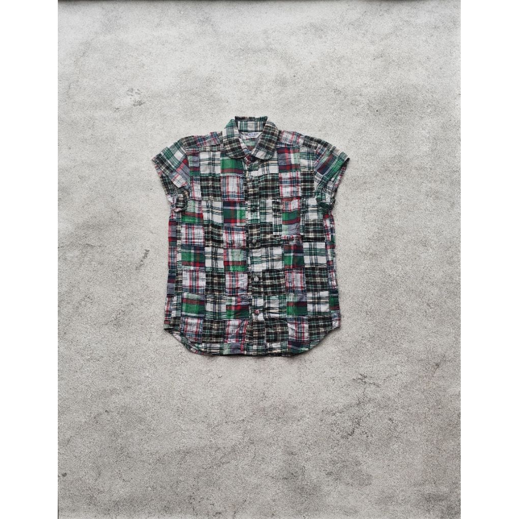 Beams Boy Madras Patchwork Shirt