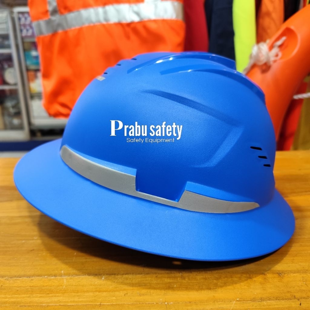 Helm Msa Terbaru Full Brim Warna Biru Fastrack - Safety Helmet Full Brim Msa Lokal