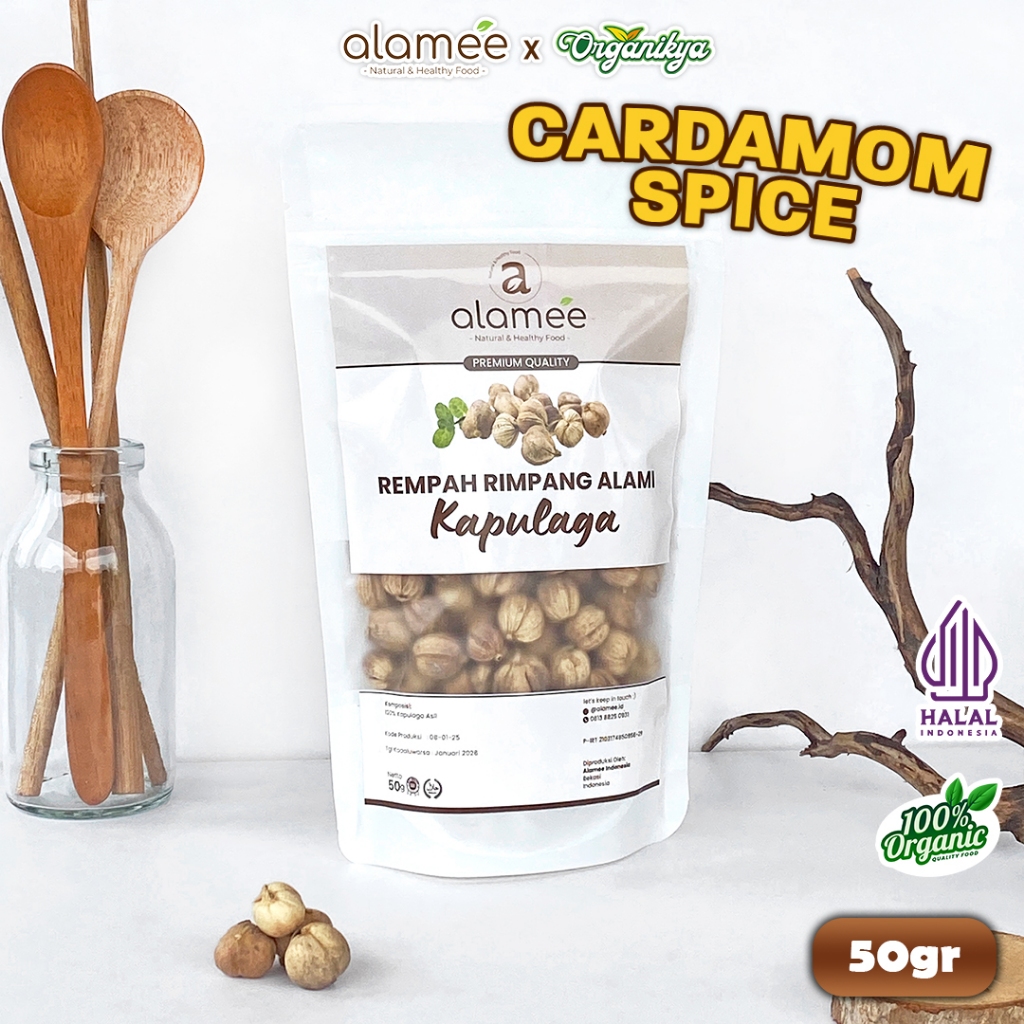 

ALAMEE Kapulaga Kering Lokal Cardamom Kapolaga Kapol Rempah Organik Bumbu Seasoning 50gr organikya