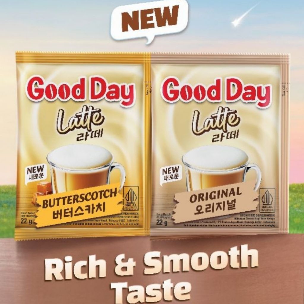 

Good Day Kopi Susu Latte 1 renteng renceng isi 10 sachet Butterscotch dan Original