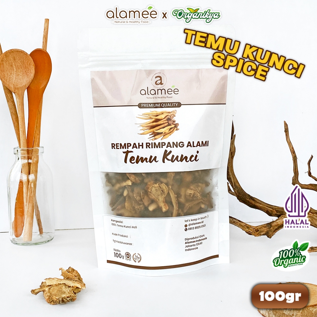 

ALAMEE Temu Kunci Kering Fingerroot Rempah Rimpang Alami Iris Bumbu Seasoning Masak 100gr organikya