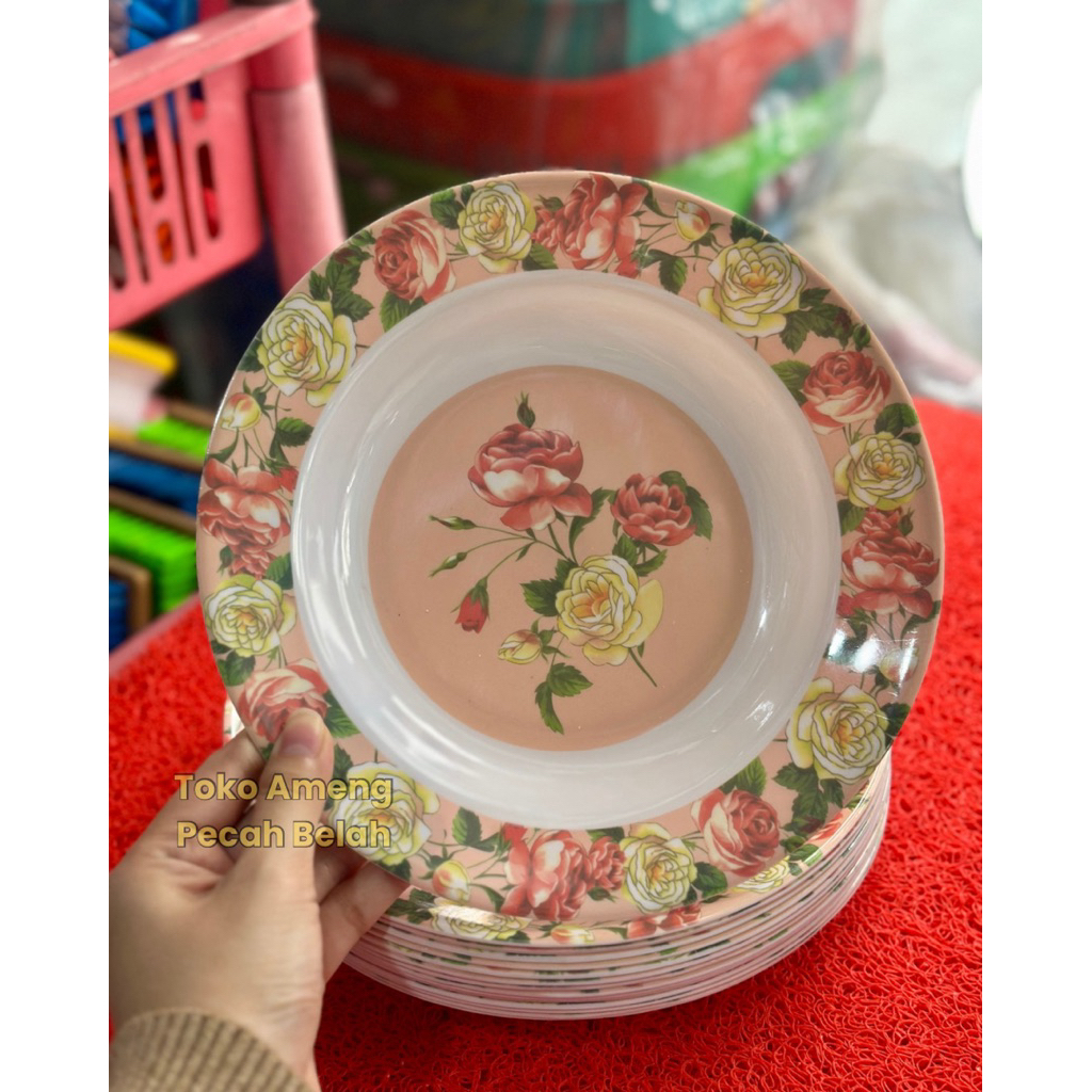 Piring Bunga Melamin Cantik | Piring Makan Lontong Makan Nasi