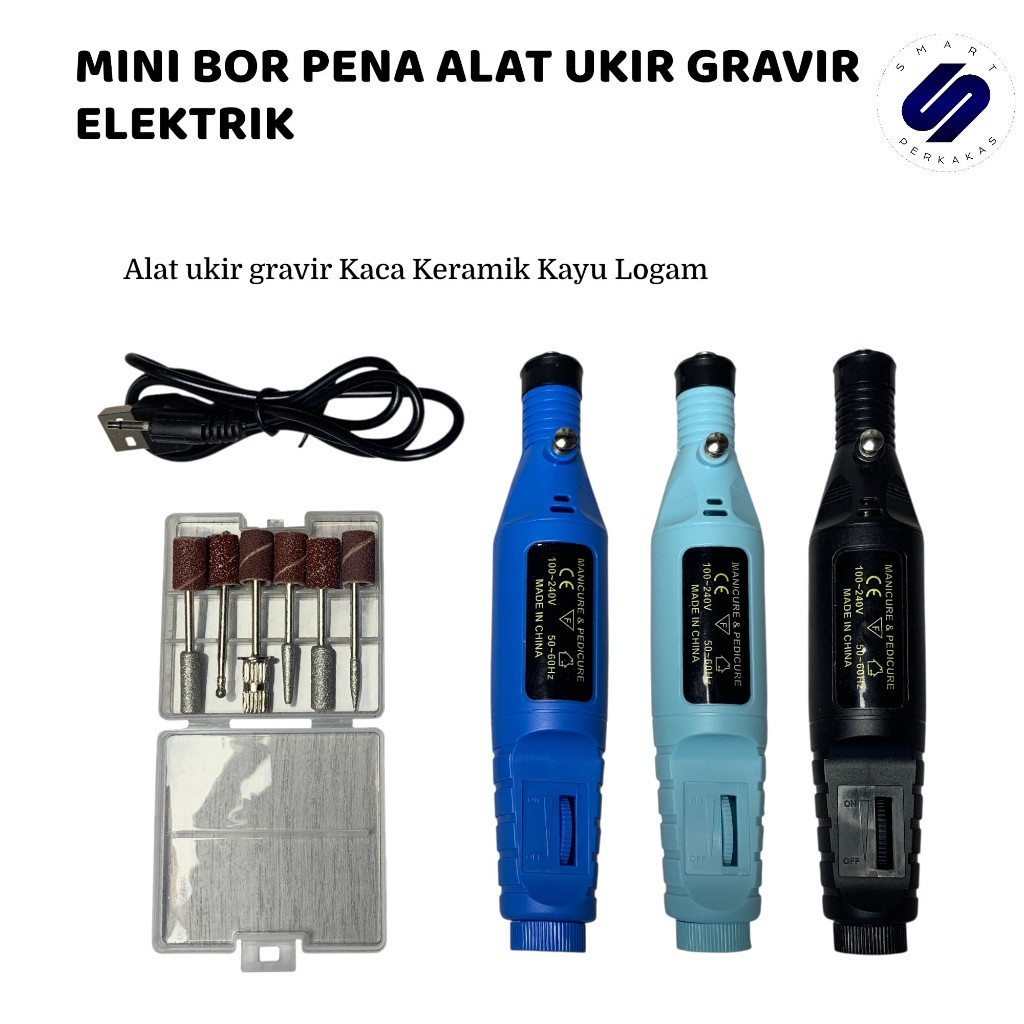 Mini Bor Pena Alat Ukir Gravir Elektrik Kaca, Kayu, dan Logam