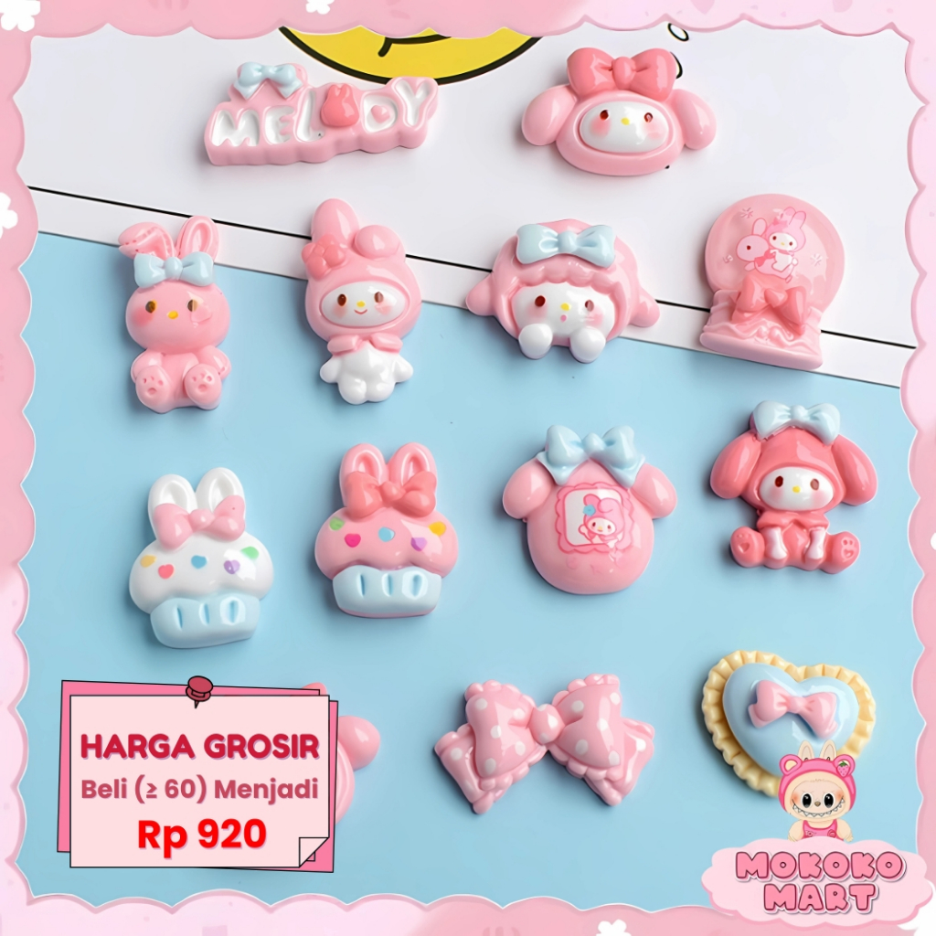

MM Resin Clay Stiker 3D Case HP Botol Minum Notebook DIY Lucu Cartoon Melody DIY Aksesoris 3D-015