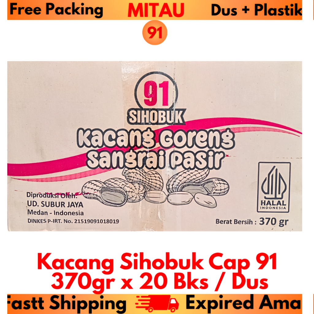 

Kacang Sihobuk Cap 91 Isi 370gr x 20 Bks / Dus