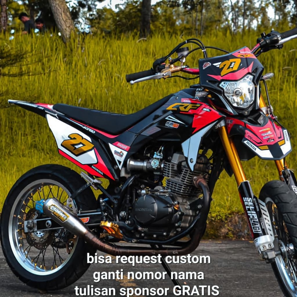 Stiker Decal CRF Dtracker WR KLX full body kombinasi hologram chrome gold desain bebas GRATIS