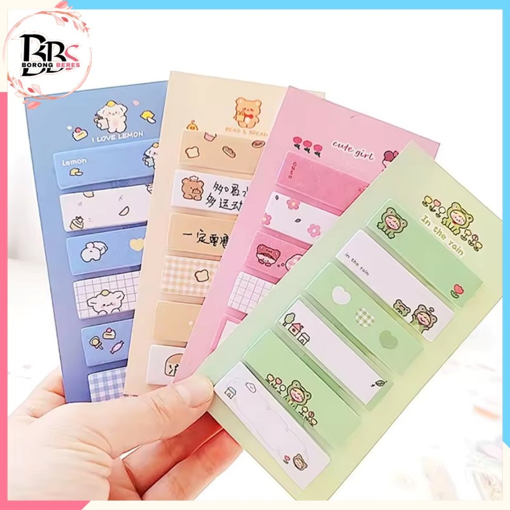 

BORES Sticky Notes Lucu 6IN1 Tempelan Kertas Catatan 120 Lembar Notes Kertas Tempel Karakter Bear Frog Girl Pembatas Buku Cute Imut Penanda Buku Memo Stick Stationery Memo Pad Convenience Cute 6 IN 1