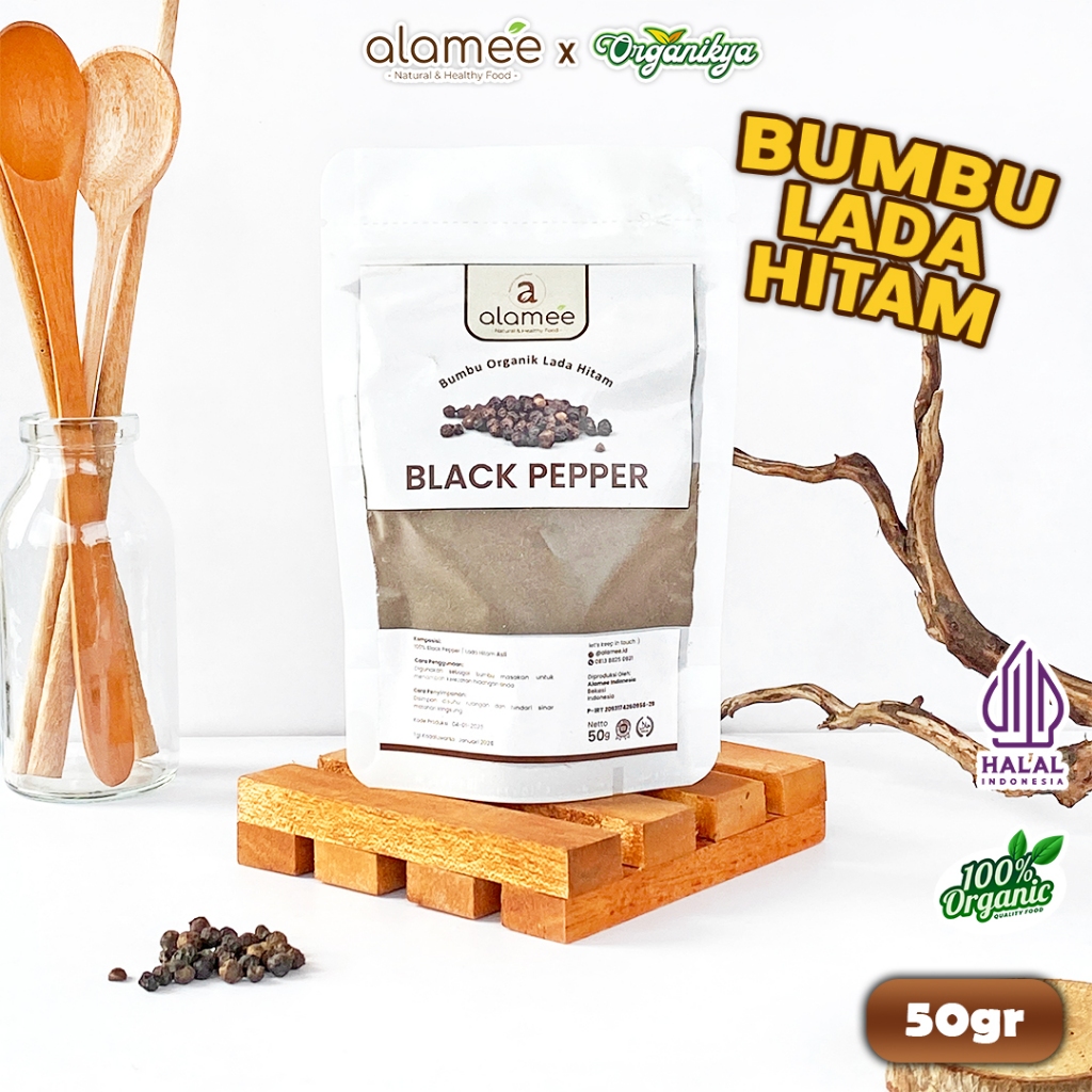 

ALAMEE Blackpepper Powder Lada Hitam Bubuk Black Pepper Bumbu Dapur Instan 50g organikya