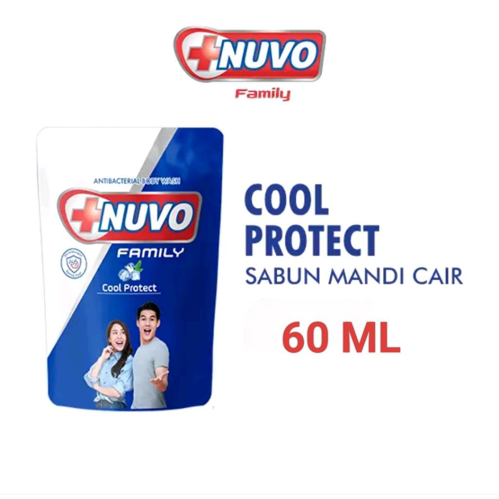 NUVO Family Cool Protect Refill 60 ML [3 Pcs] // Sabun Mandi antibakteri // Sabun Mandi cair Murahh

