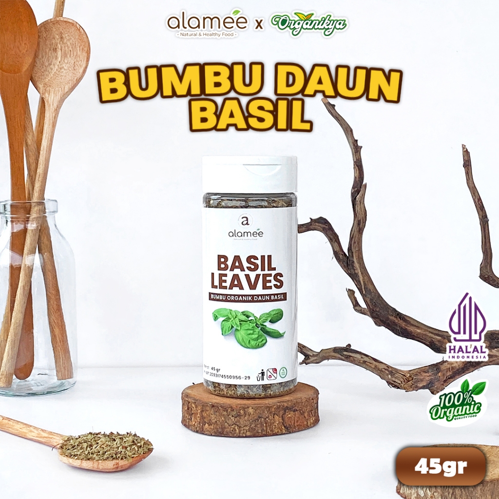 

ALAMEE Daun Basil Kering Bumbu Masak Kering Dapur Dried Leaf Murni Asli Organik 45g organikya