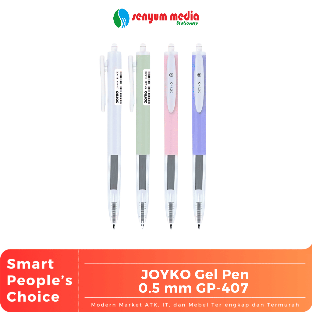 

JOYKO - Gel Pen/Pulpen Gel 0.5mm GP-407 |Pulpen Gel Hitam Warna Random ( 1 pcs ) (S:PCS)