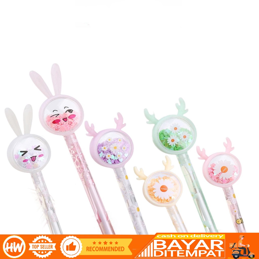 

HaiWai COD Pena Cute Karakter Gliter / Pulpen Tinta Cair Motif Kucing Bunga / Pena Gel P12