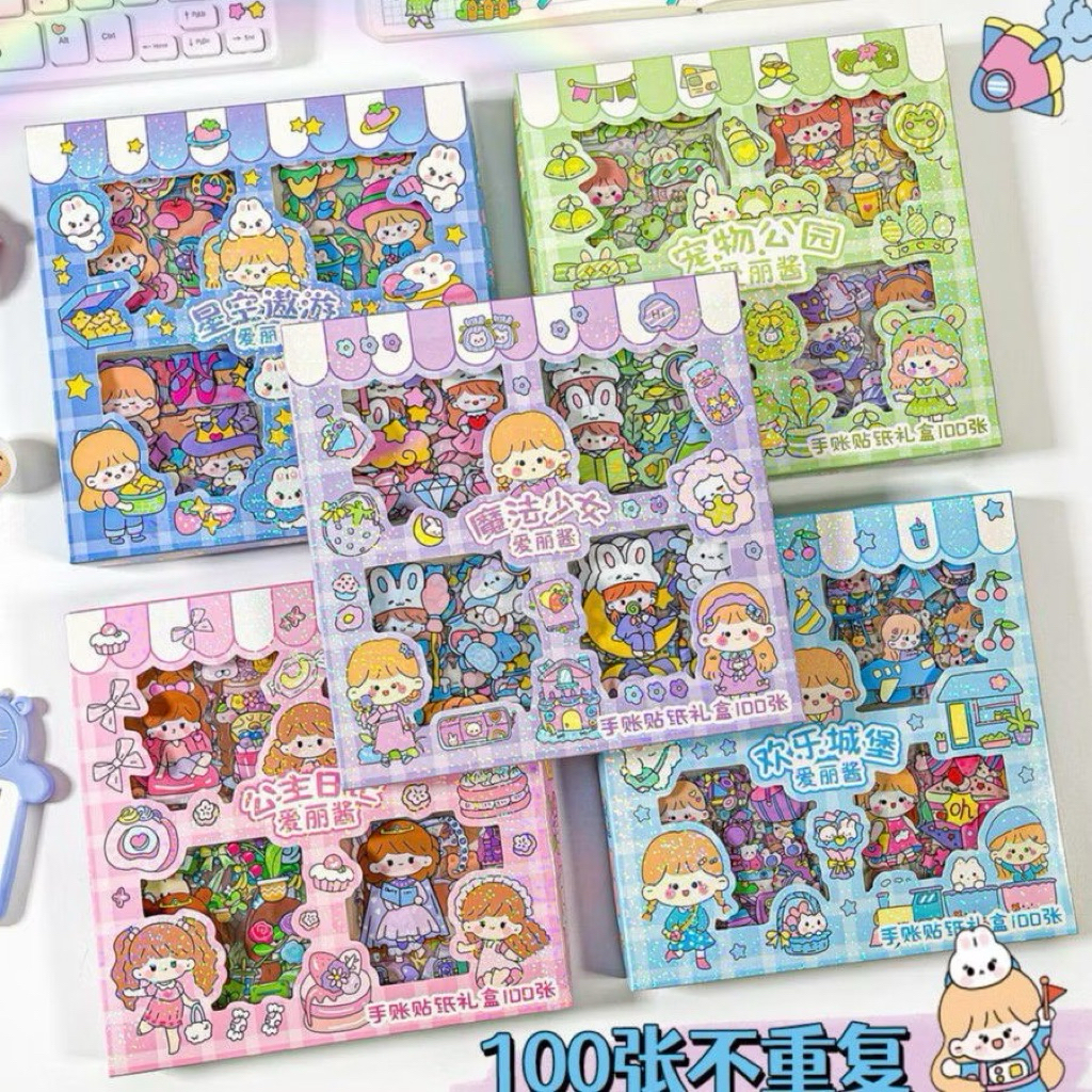 

Sticker 2D Korea Kartun Lucu Anti Air Waterproof Random Aesthetic Isi 100pcs