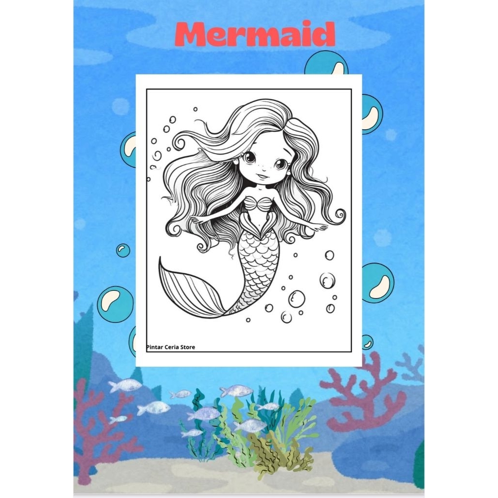 

Lembar Mewarnai Anak Lembar Mewarnai Putri Duyung Petualang warna bawah laut 30 Lembar Ukuran A4