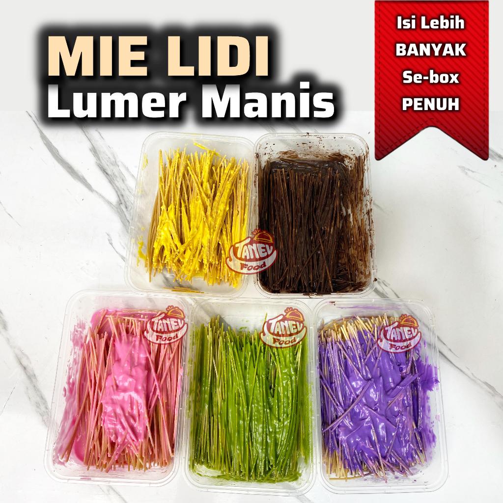 

Mie Lidi Lumer Manis TANEV FOOD Kemasan Box Varian Strawberry, Matcha, Coklat, Taro, Banana