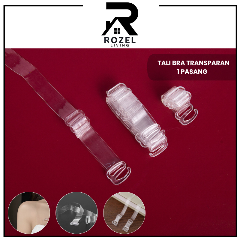 ROZEL Tali Bra Transparan 1 Pasang Tali Bra Bening Set / Tali BH Transparan Bening / Bra Strap Penga