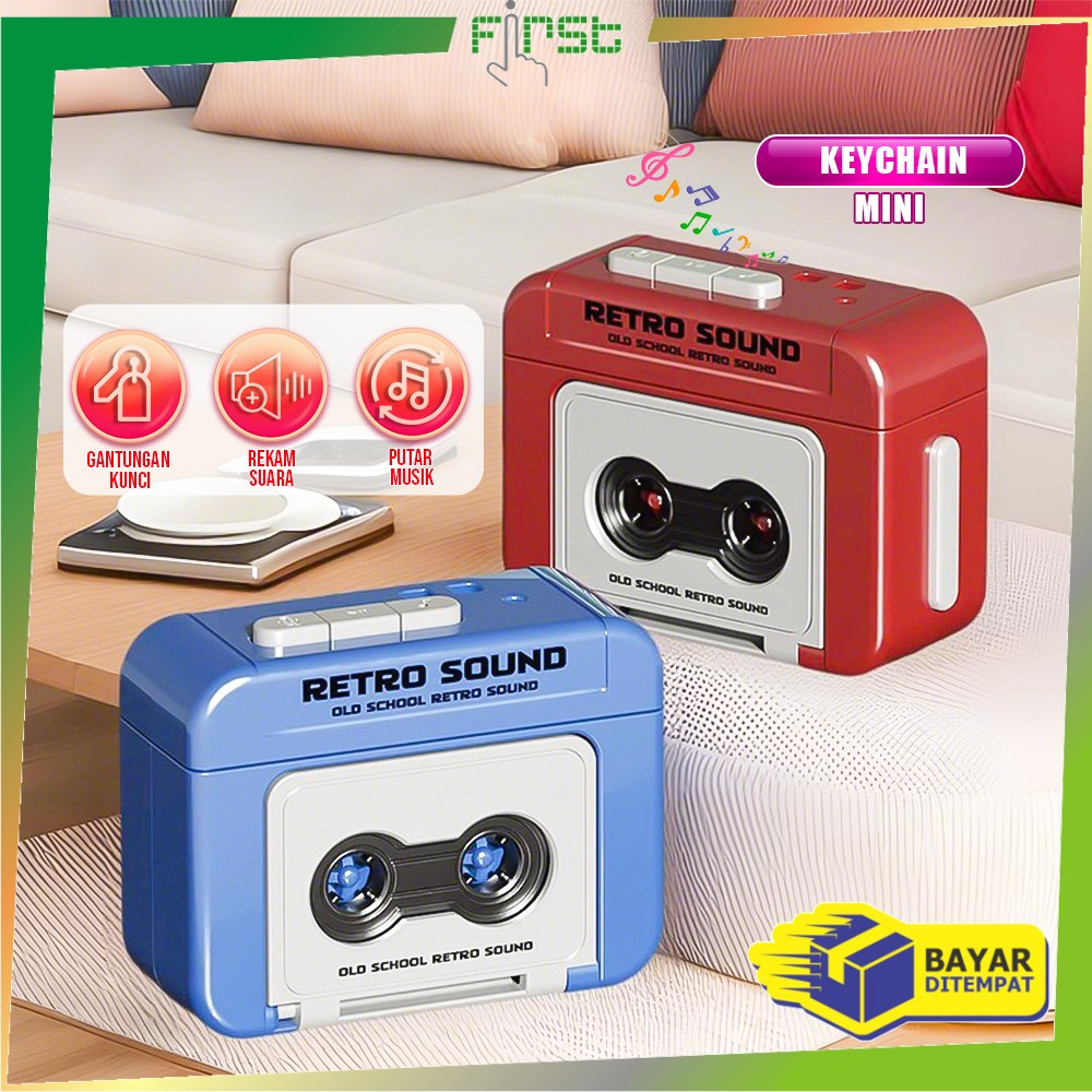 FH-C1326 Gantungan Kunci Rekaman Musik Box Mini Voice Tape Recorder Keychain Unik / Ganci Lucu Akses