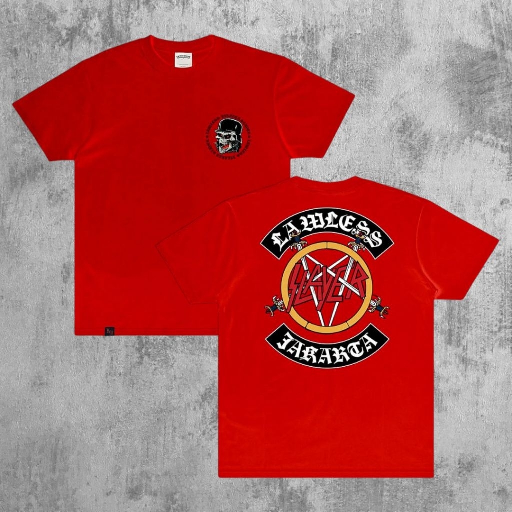 T-SHIRT LAWLESS X SLAYER - PENTAGRAM LOGO BADGE (Likeblackmerch)